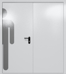 Двупольная глухая дверь ei-60 с обозначением санузла (цвет светло-серый RAL 7047)