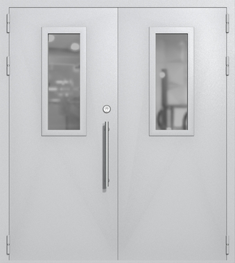 Двупольная техническая дверь со стеклами 700x300 (цвет светло-серый RAL 7047) Двупольная техническая дверь со стеклами 700x300 (цвет светло-серый RAL 7047)
