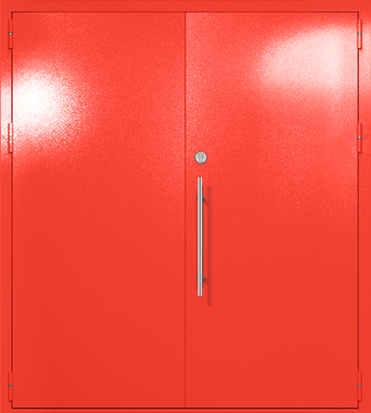 Двупольная глухая техническая дверь (цвет красный RAL 3020) Двупольная глухая техническая дверь (цвет красный RAL 3020)