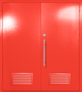 Двупольная глухая техническая дверь с вентиляцией (цвет красный RAL 3020)