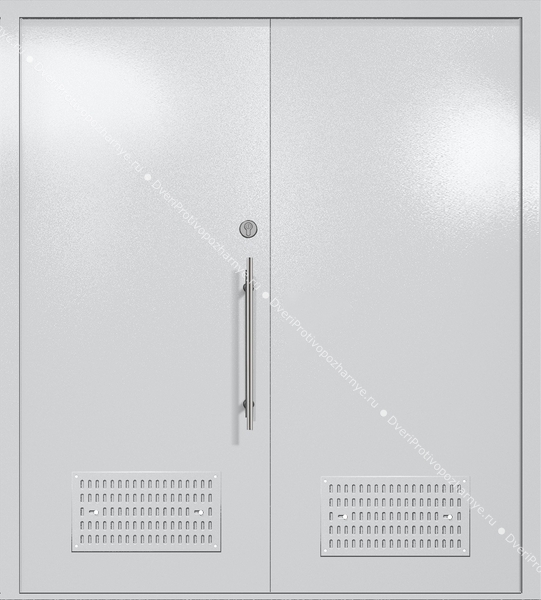 Двупольная глухая техническая дверь с вентиляцией (цвет светло-серый RAL 7047)