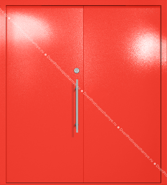 Двупольная глухая техническая дверь (цвет красный RAL 3020) Двупольная глухая техническая дверь (цвет красный RAL 3020)