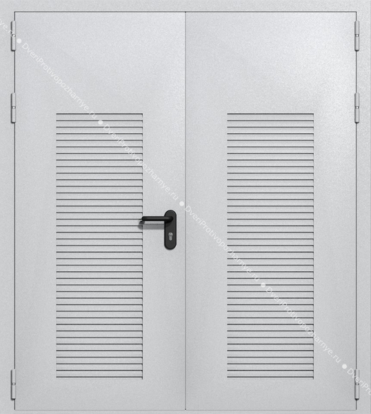 Двупольная глухая техническая дверь с вентиляцией (цвет светло-серый RAL 7047)