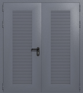 Двупольная глухая техническая дверь с вентиляцией (цвет темно-серый RAL 7015) Двупольная глухая техническая дверь с вентиляцией (цвет темно-серый RAL 7015)