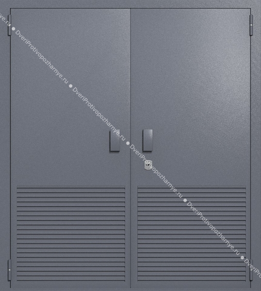 Двупольная глухая техническая дверь с вентиляцией (цвет темно-серый RAL 7015)