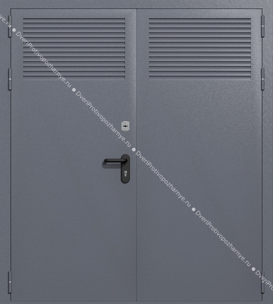 Двупольная глухая техническая дверь с вентиляцией (цвет темно-серый RAL 7015) Двупольная глухая техническая дверь с вентиляцией (цвет темно-серый RAL 7015)