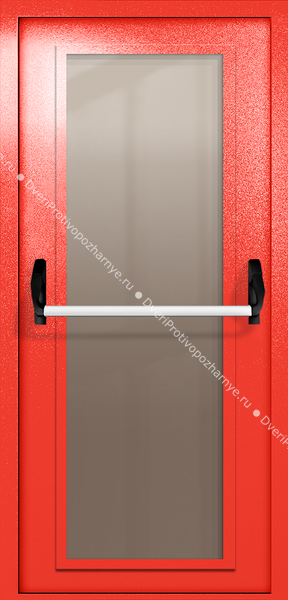 Однопольная дверь eiw-60 с максимальным стеклом и ручкой «антипаника» (цвет красный RAL 3020)