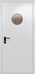 Однопольная дверь ei-60 с круглым стеклом и ручкой «антипаника» (цвет светло-серый RAL 7047)