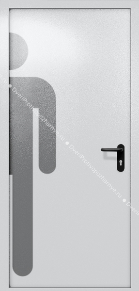 Однопольная глухая дверь ei-60 с обозначением санузла (цвет светло-серый RAL 7047) Однопольная глухая дверь ei-60 с обозначением санузла (цвет светло-серый RAL 7047)