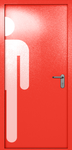 Однопольная глухая дверь ei-60 с обозначением санузла (цвет красный RAL 3020)