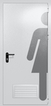 Однопольная глухая дверь ei-60 с обозначением санузла и вентиляцией (цвет светло-серый RAL 7047)