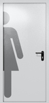 Однопольная глухая дверь ei-60 с обозначением санузла (цвет светло-серый RAL 7047)