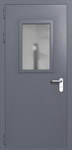 Однопольная дверь ei-60 со стеклом 600x400 и ручками хром (цвет темно-серый RAL 7015)