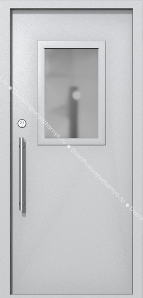 Однопольная техническая дверь со стеклом 600x400 (цвет светло-серый RAL 7047)