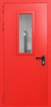 Однопольная дверь ei-60 со стеклом 700x300 (цвет красный RAL 3020)