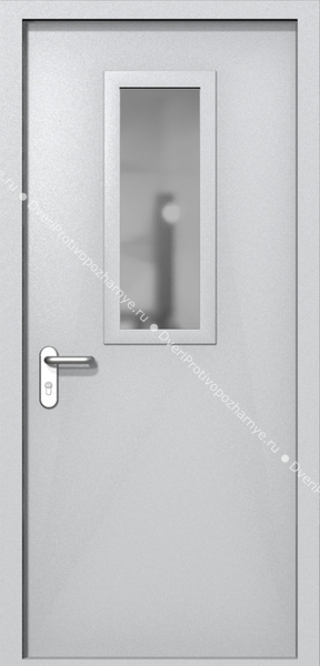 Однопольная дверь ei-60 со стеклом 700x300 и ручками хром (цвет светло-серый RAL 7047) Однопольная дверь ei-60 со стеклом 700x300 и ручками хром (цвет светло-серый RAL 7047)
