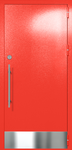 Однопольная глухая техническая дверь с отбойником (цвет красный RAL 3020)