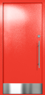 Однопольная глухая техническая дверь с отбойником (цвет красный RAL 3020)
