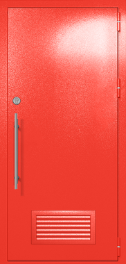 Однопольная глухая техническая дверь с вентиляцией (цвет красный RAL 3020)