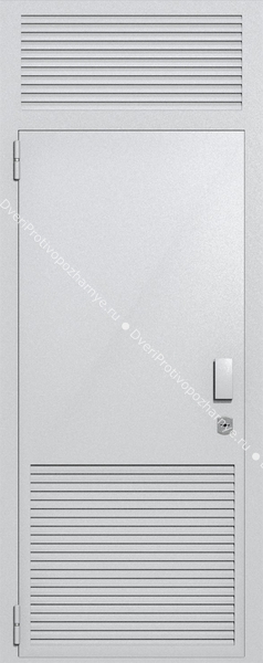 Однопольная глухая техническая дверь с верхней вставкой и вентиляцией (цвет светло-серый RAL 7047) Однопольная глухая техническая дверь с верхней вставкой и вентиляцией (цвет светло-серый RAL 7047)
