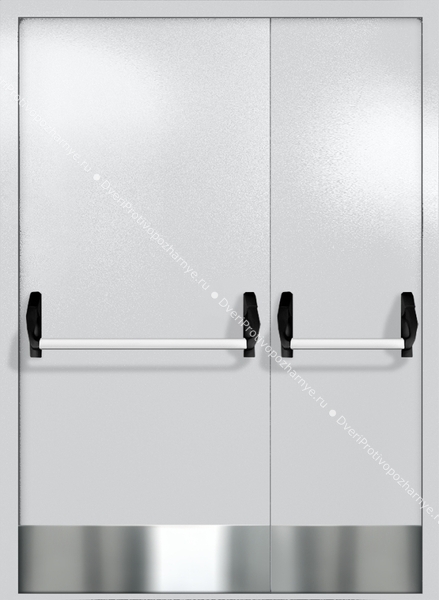 Полуторапольная глухая дверь ei-60 с отбойниками и ручками «антипаника» (цвет светло-серый RAL 7047) Полуторапольная глухая дверь ei-60 с отбойниками и ручками «антипаника» (цвет светло-серый RAL 7047)