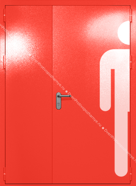 Полуторапольная глухая дверь ei-60 с обозначением санузла (цвет красный RAL 3020) Полуторапольная глухая дверь ei-60 с обозначением санузла (цвет красный RAL 3020)