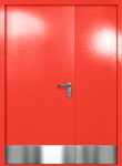 Полуторапольная глухая дверь ei-60 с отбойниками (цвет красный RAL 3020)