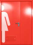 Полуторапольная глухая дверь ei-60 с обозначением санузла и вентиляцией (цвет красный RAL 3020)