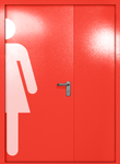 Полуторапольная глухая дверь ei-60 с обозначением санузла (цвет красный RAL 3020)