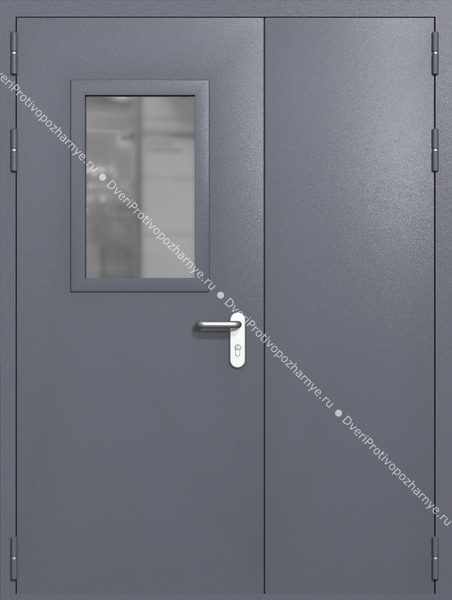 Полуторапольная дверь ei-60 со стеклом 600x400 и ручками хром (цвет темно-серый RAL 7015) Полуторапольная дверь ei-60 со стеклом 600x400 и ручками хром (цвет темно-серый RAL 7015)