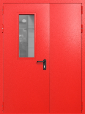 Полуторапольная дверь ei-60 со стеклом 700x300 (цвет красный RAL 3020) Полуторапольная дверь ei-60 со стеклом 700x300 (цвет красный RAL 3020)