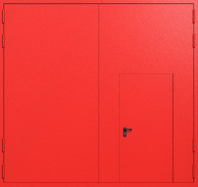 Распашные крупногабаритные ворота ei-60 с калиткой (цвет красный RAL 3020) Распашные крупногабаритные ворота ei-60 с калиткой (цвет красный RAL 3020)