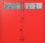 Распашные крупногабаритные ворота ei-60 с остеклением (цвет красный RAL 3020)