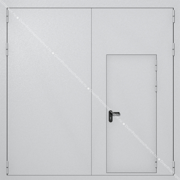 Распашные ворота ei-60 с калиткой (цвет светло-серый RAL 7047)