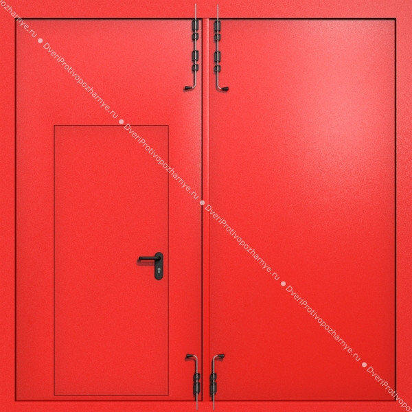 Распашные ворота ei-60 с калиткой (цвет красный RAL 3020) Распашные ворота ei-60 с калиткой (цвет красный RAL 3020)